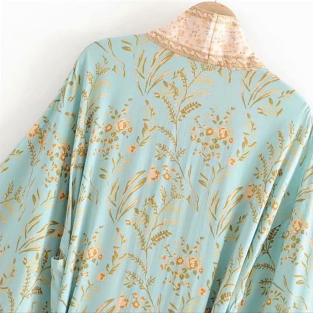 Boho Floral Print Maxi Duster Kimono Coverup - Picture 8 of 12